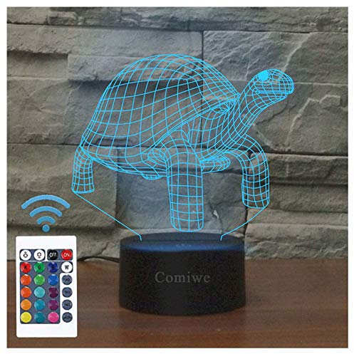 Comiwe Schildkröte 3D Illusion Nachtlicht Spielzeug,Dekoration LED Nachttischlampe 16 Farben Ändern mit Fernbedienung,Weihnachten Deko Lampe Geburtstagsgeschenk Für Mädchen Jungen Kinder und Freunde