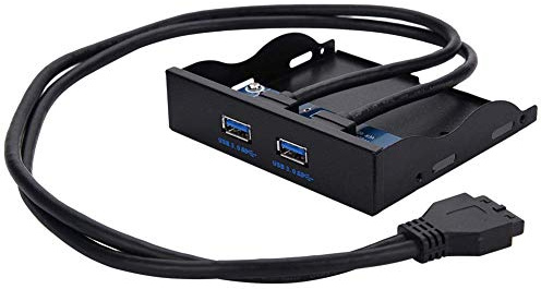 Bewinner Panneau Avant USB3.0, Baie de Disquette 3,5 '' Interface 19 Broches vers 2 USB HUB USB3.0 - Plug and Play, Pas Besoin d'alimentation - Panneau Avant Multifonctionnel avec 2 interfaces USB3.0