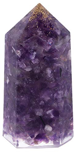 SUNYIK Resin Orgone Crystal Point Wand, Hexagonal Faceted Single Point Stone Wand for Healing Reiki Chakra Meditation 2, Amethyst