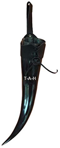THE ANTIQUE HOUSE Vintage Drinking Horn Mug with Leather Holder Viking Style for Beer Wine Mead Etc