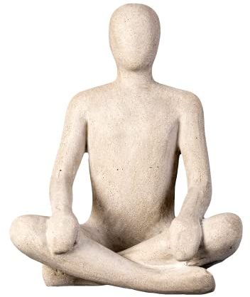 IDYL Moderne Skulptur Figur Sandsteinguss Sitting Man Crossed Legs | wetterfest | Farbe beige | Masse 22x18x28 cm | Dekorationfigur für jeden Wohnbereich, Balkon und Garten