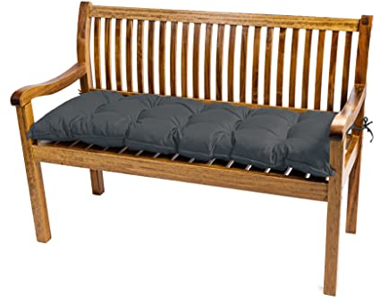 TexDeko® Garden Gartenbank-Auflage 140 x 40 x 8cm wasserabweisend UV - beständig mit Oeko-TEX Zertifikat gesteppt Bankpolster Bankkissen Polsterauflage Sitzpolster Bankauflage Sitzkissen (Anthrazit)