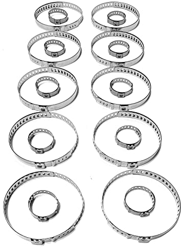 Alkan Universal Ohrschellen/Schlauchschellen Satz aus EDELSTAHL (VA2) verstellbarer Spannbereich 21-45 mm + 64-122 mm/Quetschschellen Schlauchschellenband für z.B. Achsmanschetten 20-tlg.