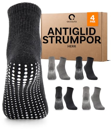 Occulto stoppstrumpor män 2-4 pack (modell: Andi) 4 Pack | Svart-Grå 39-42