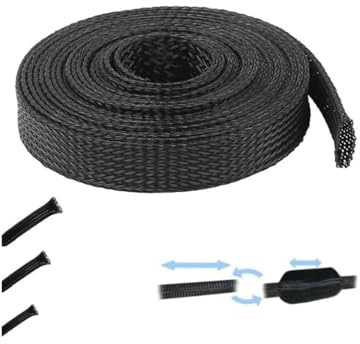cyclingcolors Gaine tressée expansible Extensible Noir Protection câble électrique Faisceau Auto Moto Maison TV Ordinateur (2mm (de 2mm à 7mm))
