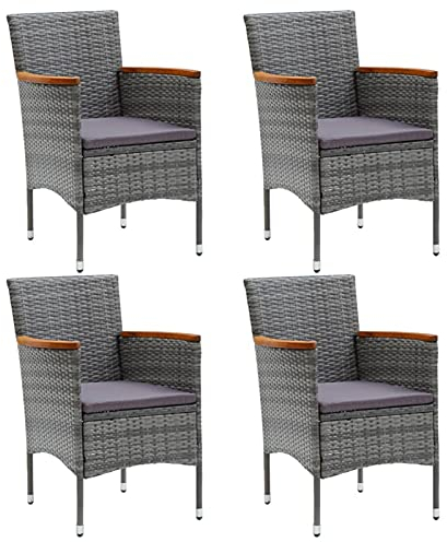 Keketa Homgoday Gartenstuhlset mit Rückenlehne & Armlehnen - Grau - 4 Stühle & Kissen - Wetterbeständig & Pflegeleicht Model310567