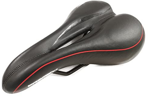 Fahrradsattel Fahrrad Sattel Fahrradsitz Gel Damen Herren weich breit bequem Schwarz Rot Kompatibel mit BMX E Bike Downhill DH Gravelbike Mountainbike MTB