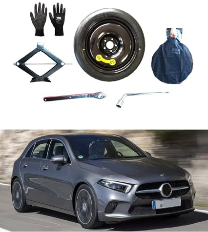 18 Notrad Set kompatibel mit Mercedes A-Klasse mit Wagenheber, Schlüssel, Handschuhe und Tasche