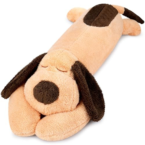 38.1 inch Long Dog Plush Pillow Cute Puppy Plush Stuffed Animal Pillow, Stuffed Labrador, Sleeping Hugging Plush Pillow Stuffed Toy Cuddly Puppy Doll Toy Fluffy Toys for Kids Adults Birthday (Brown)