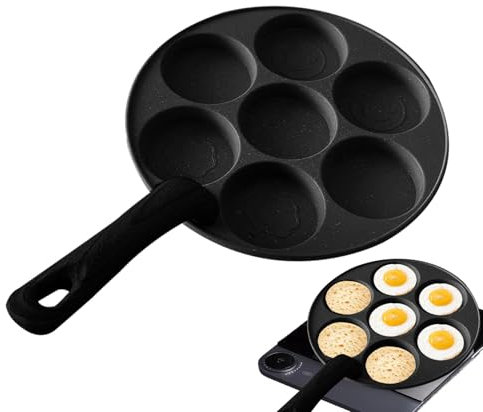 Nonstick 7 Cups Pancake Pan - smileey Face Pancake Frying Pan Non Stick | Non Stick and Induction Suitable | Aluminum Egg Frying Omelette Maker | Nonstick Pancake Pan | Omelette Pan Skillet for Home