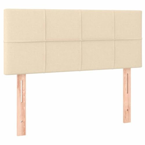 Myheimly Kopfteil Bettkopfteil mit Holzbeinen, Höhenverstellbar Polsterkopfteil für Bett, Betthaupt Bettzubehör Schlafzimmer Creme 90x5x78/88 cm Stoff Niedrig