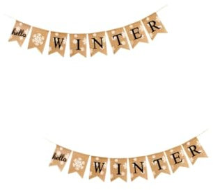 KITANDOVE 2piezas Banderín De Arpillera Invierno De Guirnalda De Invierno Para y Sesiones De