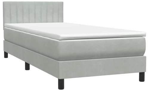 vidaXL Ramsäng med madrass ljusgrå 80x220 cm sammet, säng, plattformssäng, panelsäng, sovrumsmöbler, divansäng, enkelsäng, stoppad säng, sammetssäng
