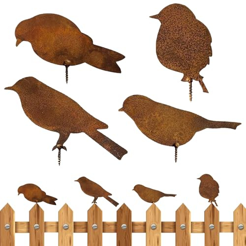 SUPRROW Gartenstecker Rost Deko, Vögel, Metall Gartendeko für Draußen, Herbstdeko Outdoor