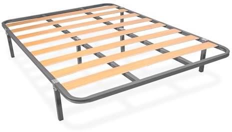 Somnia Descanso - Rete a doghe struttura 30 x 30 mm con set di gambe, finitura in vernice epossidica grigia, 150 x 190