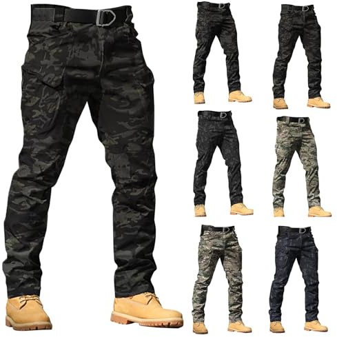 Pantalon cargo camouflage pour homme - Pantalon de travail tactique résistant à l'eau avec poches zippées