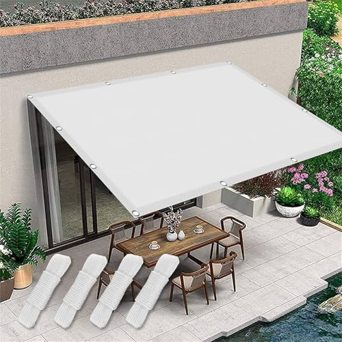 Wasserdicht Sonnenschutz 320 x 350 cm Sonnensegel Rechteckig Wasserdicht Balkon Sonnensegel Vielen Größen mit Spannseilen für Balkon Terrasse Garten Outdoor, Weiß