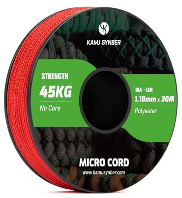 Micro Corde 1.18mm Paracorde Cordon Tressé 30m Ficelle Cordelette | Supporte 45kg(100lbs), Fine, Polyester, Bobine, 8 Brins, Solide, Bracelet, Exterieur, Bijoux
