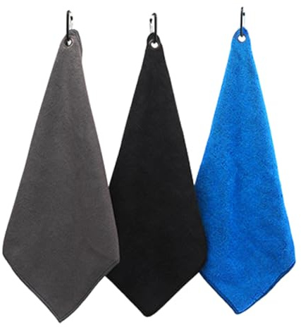 SYEYCW 3 Pezzi Asciugamano da Golf in Microfibra con Moschettone, Asciugamano da Golf Ripiegabile, Molto Assorbente, per Palestra, Fitness, Corsa, Yoga, Sport All'Aria Aperta