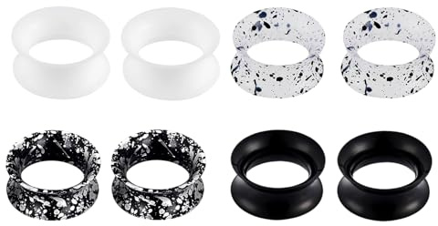 XSDSLS 4 Paires Écarteur d'Orielle en Silicone Souple Piercing Plug Tunnels de Chair Tunnels d'Oreille en Silicone Ear Flexible Flesh Tunnel Expandeur pour Femme Homme 6mm à 20mm (Color-size1, 10MM)