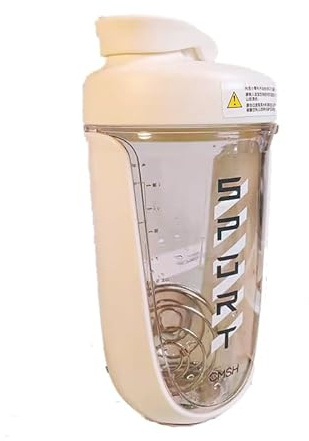 590ml shaker cup for men and women's sports and fitness water, protein powder milkshake plastic cup with high appearance level (white)