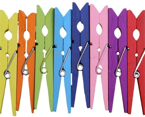 Clothes Pins 200Pcs Colored Wooden Clip Reusable Garment Sewing Aid Clip Natural Wood Photo Card Clamp for Photo Wall and DIY Craft