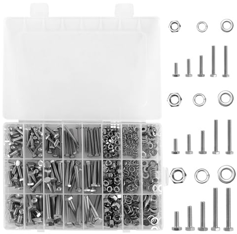 MOUYAT 480-teiliges Edelstahl-Flansch-Sechskantschrauben-Set (M5, M6, M4 Größen), robuste metrische Flanschschrauben-Sortiment mit Unterlegscheiben