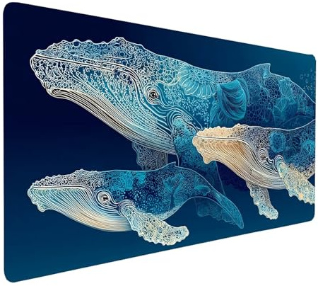 Tapis de Souris xxl 900x500x3MM Imperméable Baleine Tapis de Bureau Gaming pour Clavier Souris Sans fil Ordinateur Portable, Mouse Pad Animal Bords Surpiqués Base Antidérapante, Cadeau Homme model4527