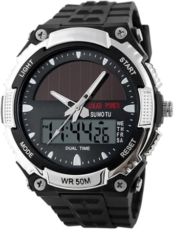 Goowafur Reloj Solar para Hombre | Relojes Masculinos De Moda,Reloj Digital Multifunción para Adultos con Fecha Indicador para Deporte y Fitness Ocasión Formal Actividades Exteriores