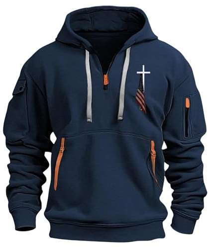TOFOTL Felpa Lavoro Uomo Indumenti Fit L Lana Caldo Elegante Maglione Invernale Tennis Firmati Boxy Fit Boxe Felpa Neoprene Felpe Uomo Lavoro Viaggi Maglia Maniche Lunghe Cotone 12-Blu Marino L