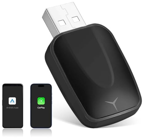 NHQZ Mini Adattatore Wireless per CarPlay,2 in 1 Adattatore USB/Type-C senza fili,Connessione Veloce e Stabile senza Ritardi, Compatibile con iOS 10+ e Android 11+ (Only CarPlay) - Stile B
