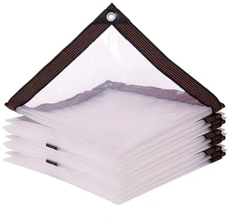 Bâche transparente 120 g/m² - Résistante aux déchirures - Pour bois de chauffage et tonnelle - Bâche de protection imperméable et coupe-vent avec œillets (3 x 7 m)