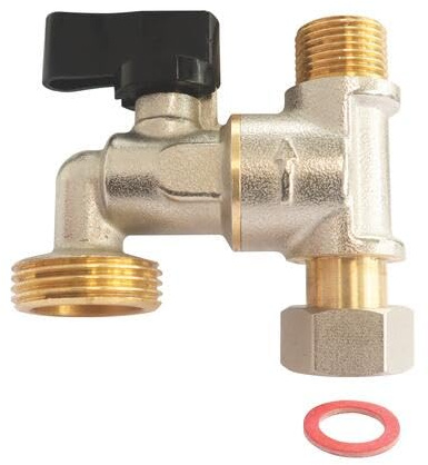 SOMATHERM FOR YOU - Eckventil Wasserhahn für Waschmaschine - Schwenkmutter 3/8 - Auslass M3/8 - Anschluss M3/4 - 1/4 Drehgriff - Grau/Silber - Trinkwasser Kompatibel