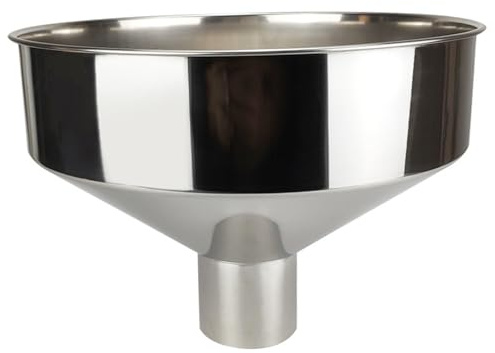 Großer Trichter 8 x 6 Zoll, Edelstahltrichter mit 4, 2 cm Auslass, polierter und glatter Edelstahl für die Verwendung in der Küche für Öl, Sojamilch, Wein, Wasser, Benzin