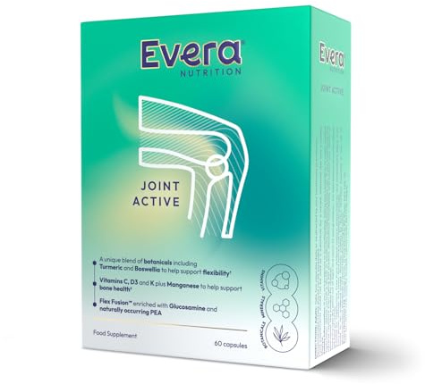 Evera Nutrition Joint Active, 60 Capsules | Supports Bone Health, Mobility & Flexibility | Joint Support Supplement | with Turmeric, Boswellia, Glucosamine + Essential Vitamins & Minerals