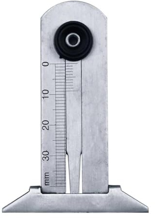 Tidevib Jauge de profondeur Vernier en acier inoxydable pour mesure de la bande de roulement des pneus de voiture, gamme de 0 à 60 mm, argent