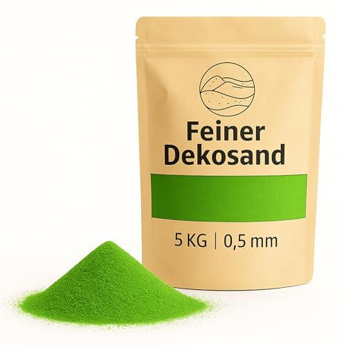 Deko-Sand grün als farbige Streudeko - 5 kg kleine Deko-Steine Ø 0,5 mm für Gläser, Vasen
