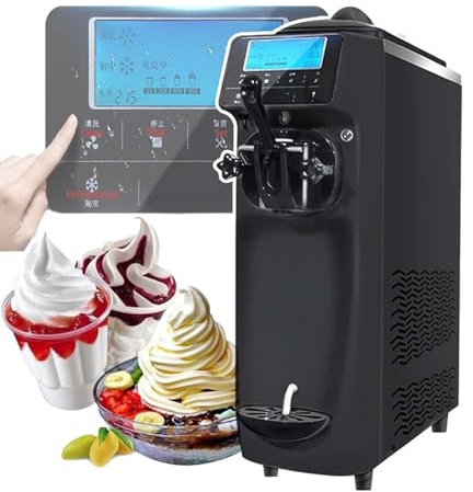 Macchina per gelato soft commerciale da 1150 W con display touch, 14-16 l/h (5-8 pezzi/volta), regolazione soft + hard, avviso di carenza, può essere mantenuta fresca per 7 giorni,A