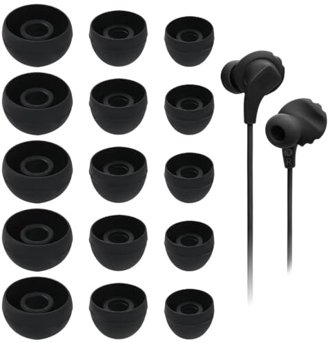 CATZUM 30 pièces embouts de rechange en silicone, coussinets pour écouteurs, doux et confortables, adaptés à la plupart des écouteurs (S/M/L) (Noir)