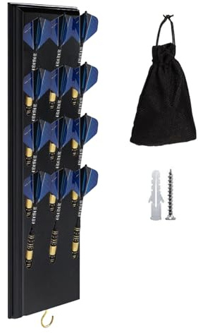 Dart Wall Holder | Wall-Mounted Wooden Display - 12 Soft Tips Dart Organizer Holder | for Home Office Bar Game Room Living Room Bedroom Entertainment