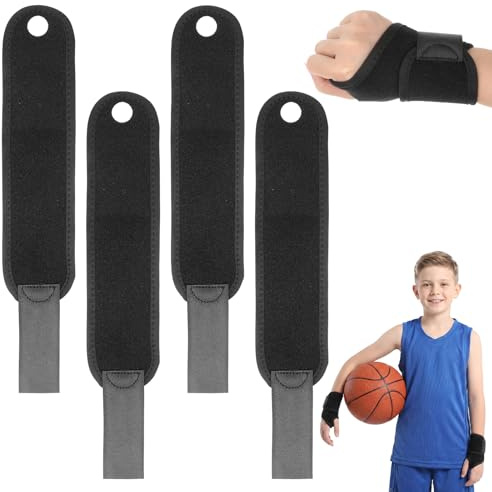 Bremorou 4 stycken handledsbandage, barn, handledsband, justerbart handledsstöd för sport, vardag, fitness, träning, arbete, fritidsaktiviteter, vänster, höger, svart, handledskomfort