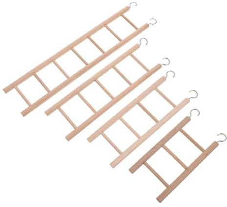 HAKIDZEL Set 4 Pezzi Scala in Legno per Pappagalli e Uccelli, Giocattoli per Gabbia, Scala per Uccelli per Migliorare Abilità Motorie e Decorazione Casa
