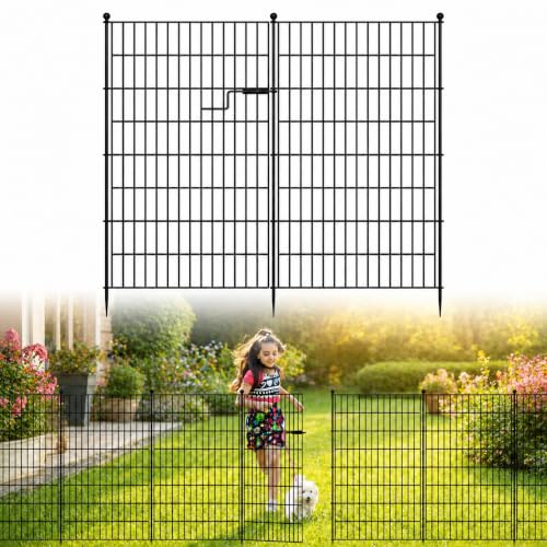 ZIKEBTUY 13-teiliger Gartenzaun mit Tür, 100 cm hoch x 8,5 m lang