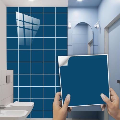 Piastrelle Adesive in PVC, Blu Lago, 20x20 cm, 20 Pezzi, per Cucina e Bagno, Pannelli Decorativi per Pareti e Mobili