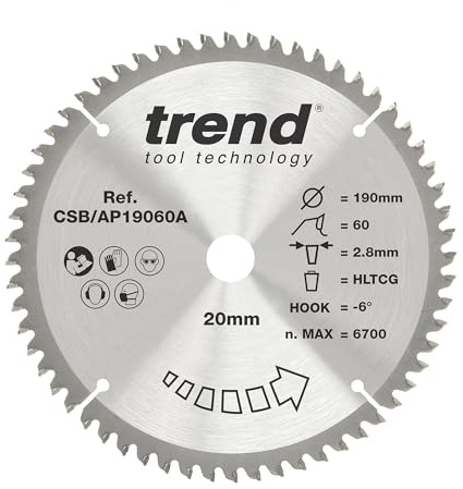 Trend Kreissägeblatt Aluminium/Kunststoff, 190 mm, 30 mm, 60 Zähne, HW | Schneidet Aluminium und Kunststoff mit feinem Schnittbild, -6° Haken und 2,8 mm Schnittbreite, CSB/AP19060