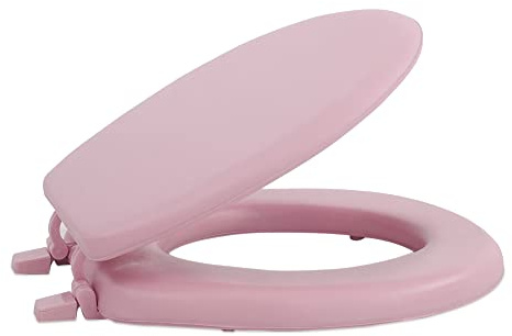 Soft Standard Vinyl Toilet Seat, Tea Rose - 17 Inch Soft Vinyl Cover with Comfort Foam Cushioning - Fits All Standard Size Fixtures - Easy to Install Fantasia by Achim Home Decor