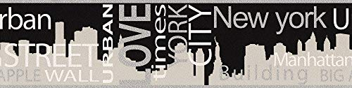 A.S. Création Bordüre New York City für Kinderzimmer - Grau Metallic Schwarz Schlafzimmer Wohnzimmer Küche - Städte Skyline NYC