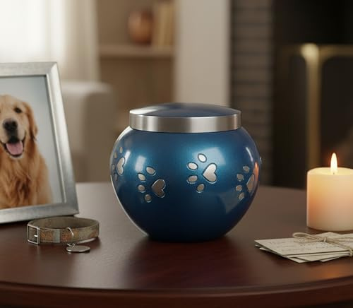 eSplanade Urna de cremación de Mascotas Urnas conmemorativas Contenedor Frasco para recipientes | Urna De Latón | Urna de Metal | Urna de entierro | Recuerdo conmemorativo (Azul 30 lbs.)