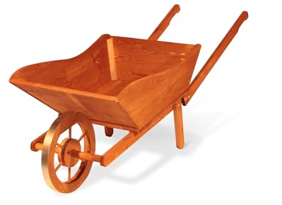 GartenDepot24 dekorative Blumenschubkarre Blumenkübel Pflanzkasten aus Holz, braun, L146 x B58 x H57 cm