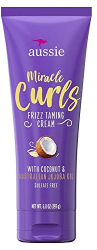 Aussie Miracle Curls Frizz Taming Cream 200 ml (Kokosnuss- und Jojobaöl), 2 Stück